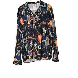Collusion Manga Shirt Mens Size Large Button All Over Print Casual Or Going Out